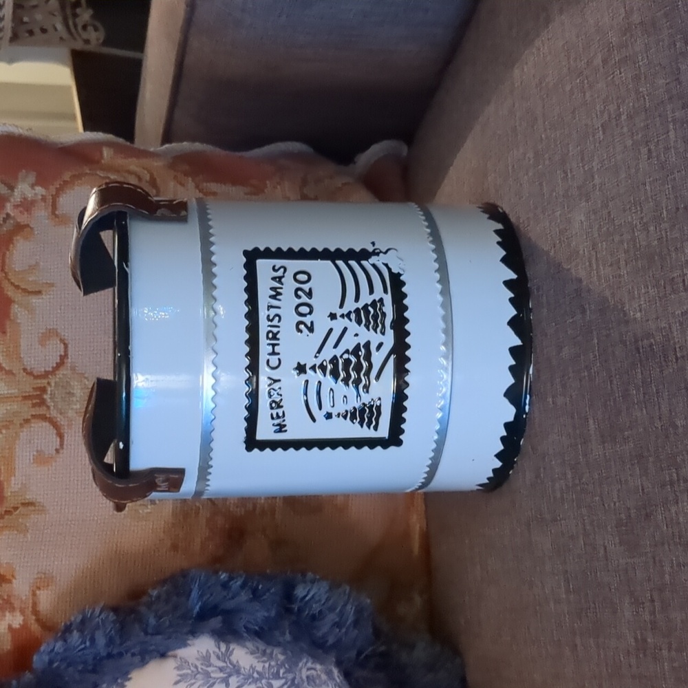 Festive White Christmas Metal Decorative Tin